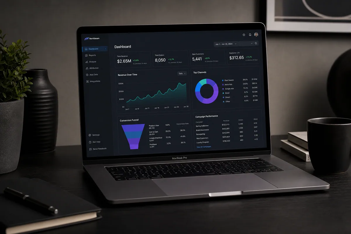 Dashboard de SaaS em notebook desenvolvimento Soul From