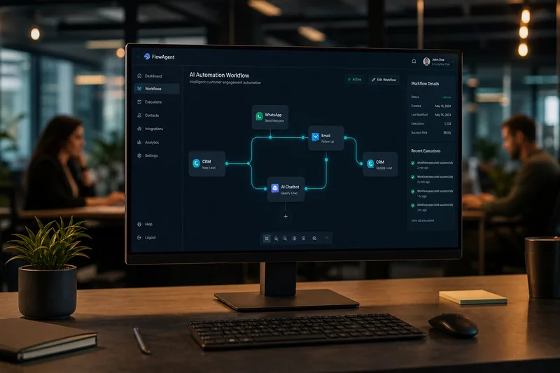 Fluxo de automação empresarial com inteligência artificial